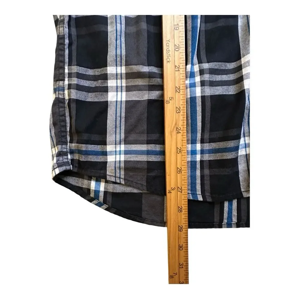 True Religion Shirt Mens‎ Medium Utility Flap Pocket Button Up Plaid Long Sleeve